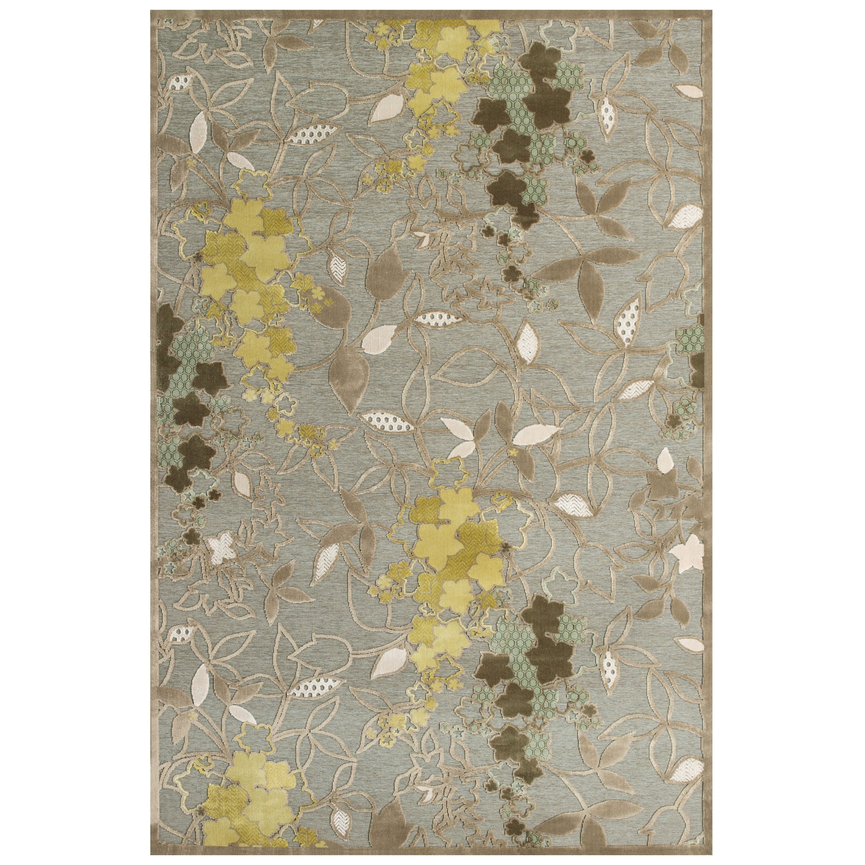 Feizy Rugs Saphir Mah Pewter/Dark Green 2'-2